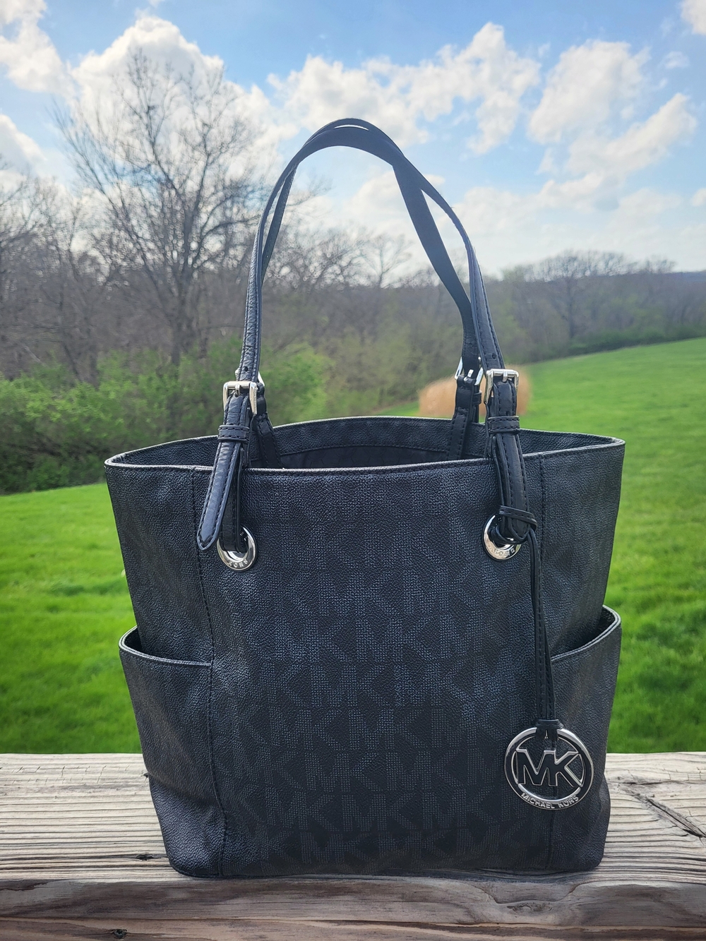 Michael Kors Black Signature Logo Tote Bag